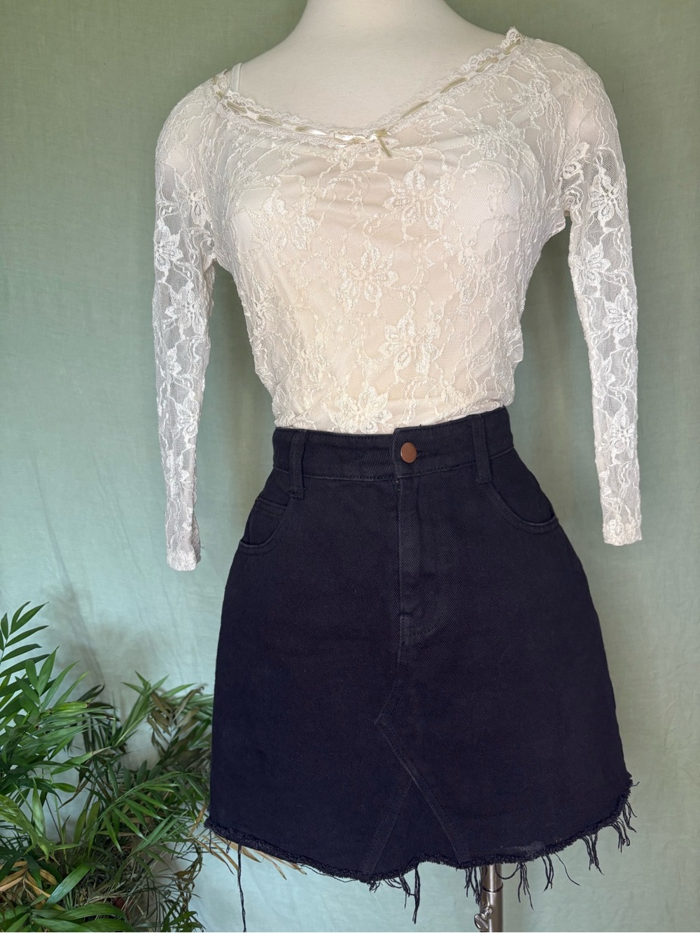 Princess Polly Black Mini Skirt with Frayed Hem